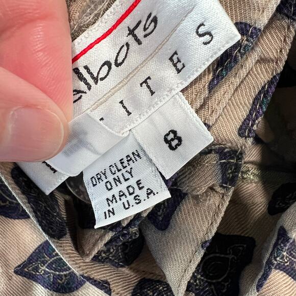 Talbots Vintage Paisley Print AOP Beige & Blue Pants BoHo Style Size 8 Petite - Picture 9 of 9